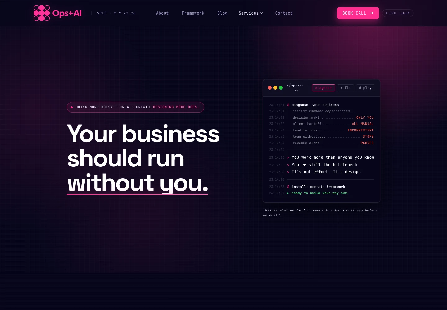 Ops+AI website before the illustrative update